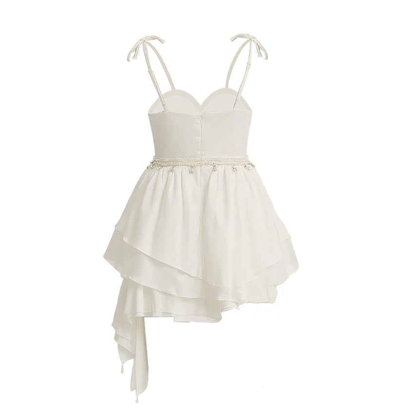 White Arneri Asymmetrical Sweetheart Dress