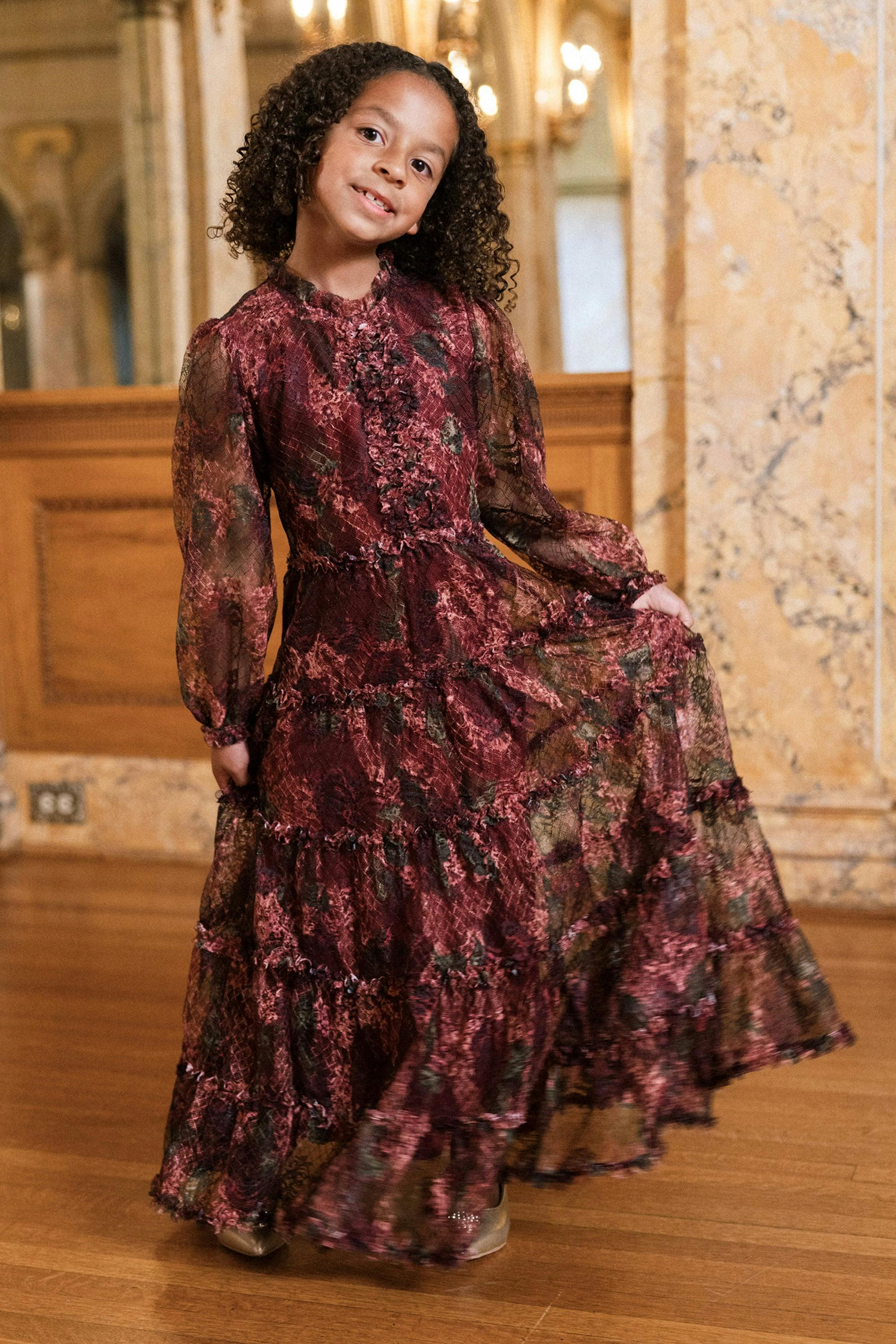 Mini Madrigal Dress in Merlot Floral