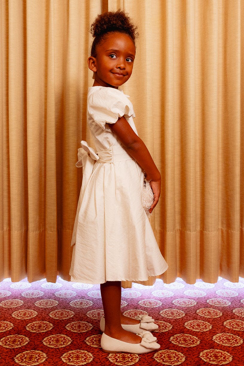 Mini Wrenley Dress in Cream Taffeta