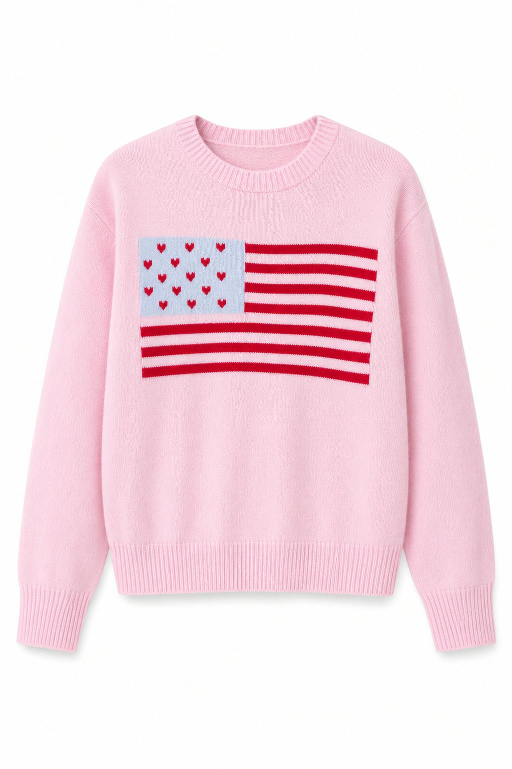Tiegan Light Pink Flag Graphic Sweater