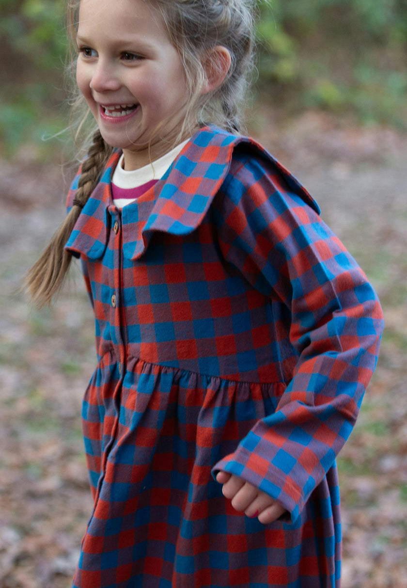 Burnt Ochre Check Sailor Dress, Multi