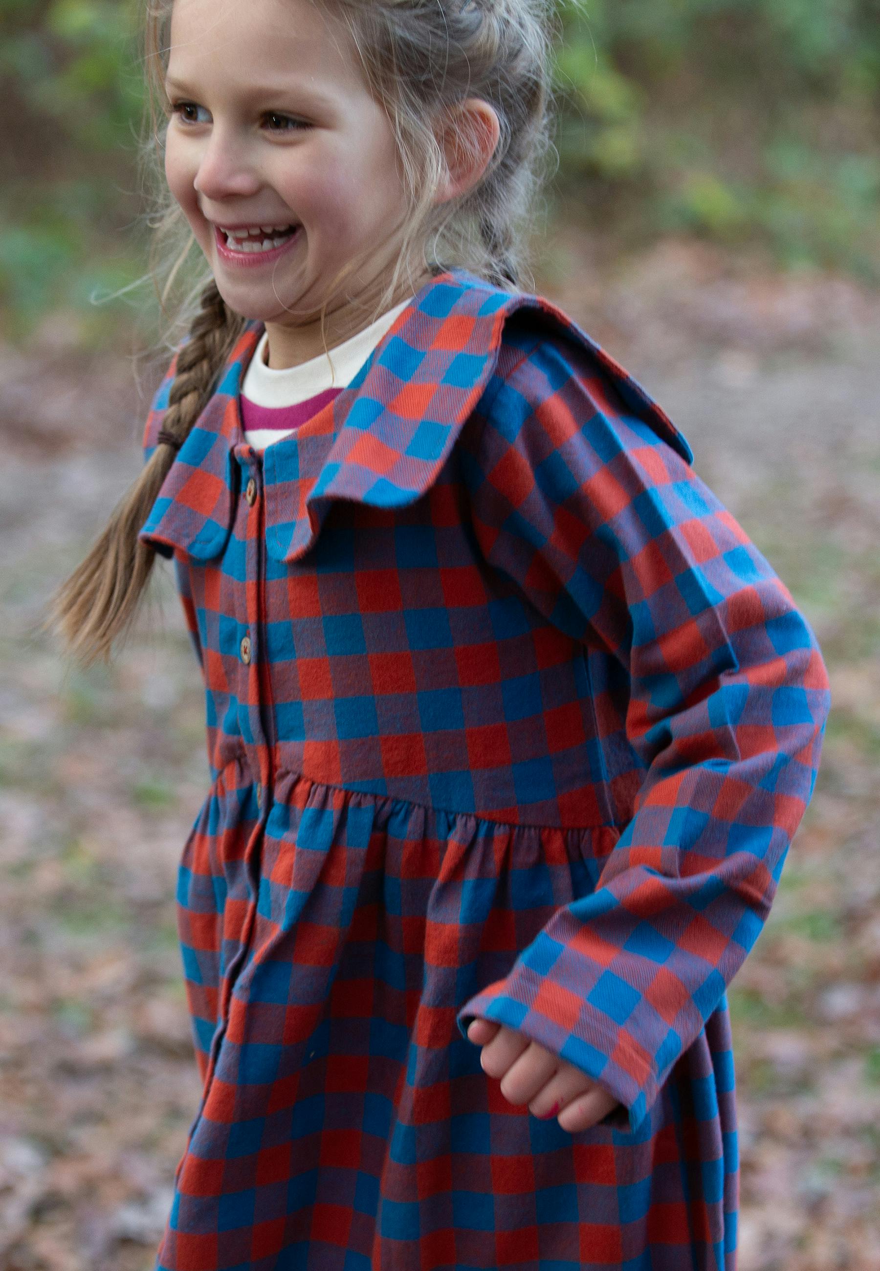 Burnt Ochre Check Sailor Dress, Multi