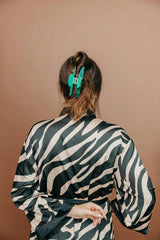 TEAL ACETATE CLAW WITH GEMS