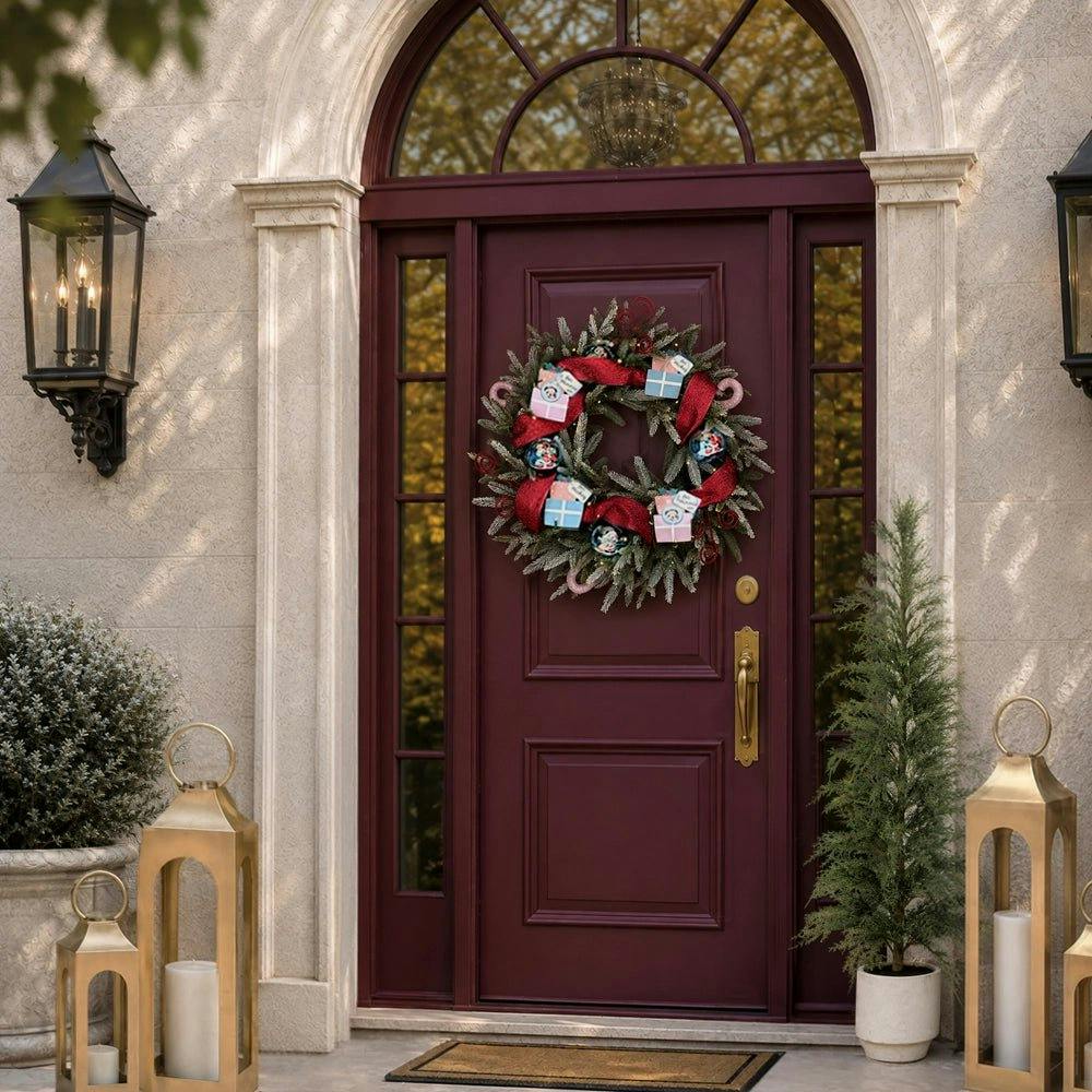 Disney® Mickey Mouse and Minnie Mouse Flocked Christmas Wreath Pre-Lit