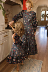 Soleil Dress in Navy Etched Bloom