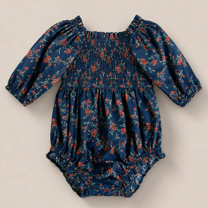 Baby Madeline Romper in Midnight Vibrant Chintz