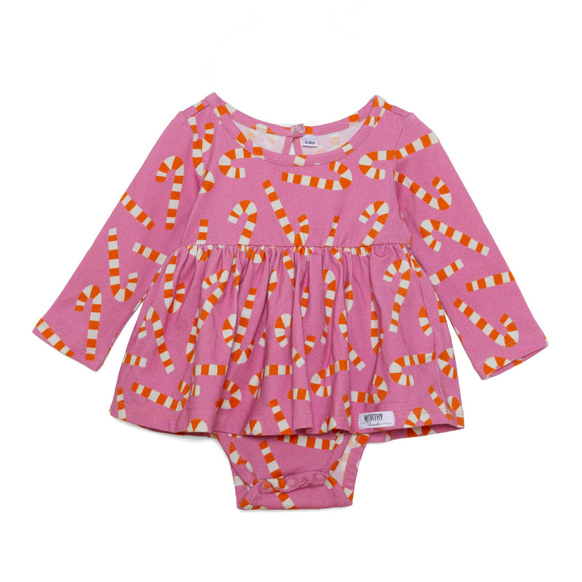Candy Canes Christmas Long Sleeve Bubble Romper