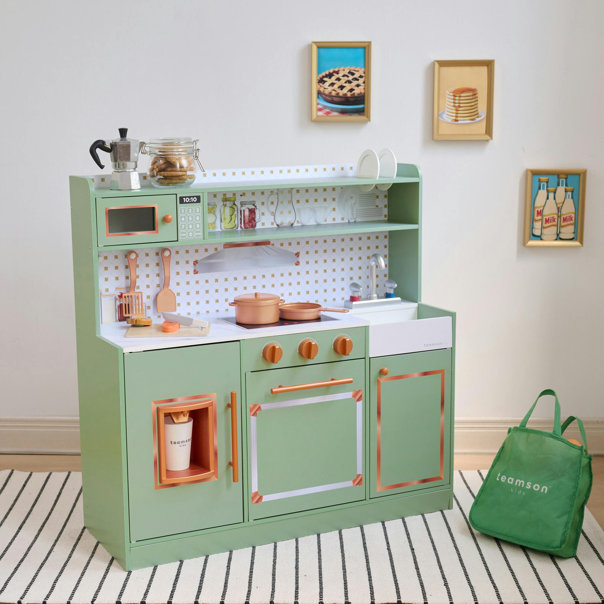Teamson Kids Little Chef St. Louis Wooden Play Kitchen with 15 Accessories