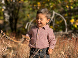 JASPER Red/White plaid Woven Onesie