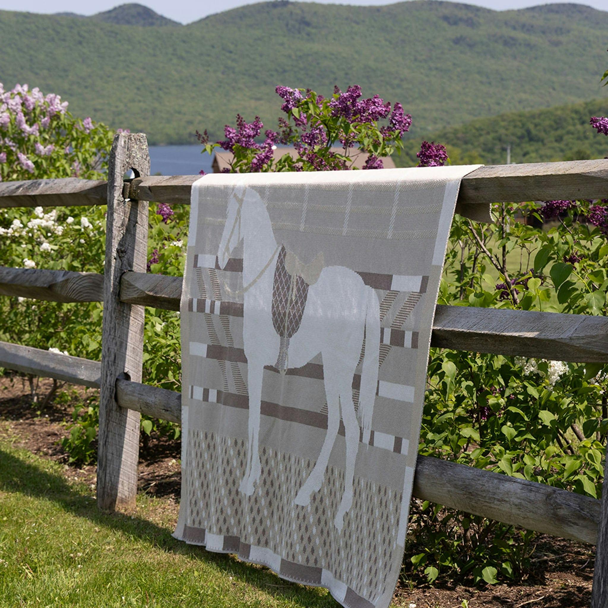 Cotton Sustainable Knit Patterned | Stripes Throw Blanket - Equestrian Cheval
