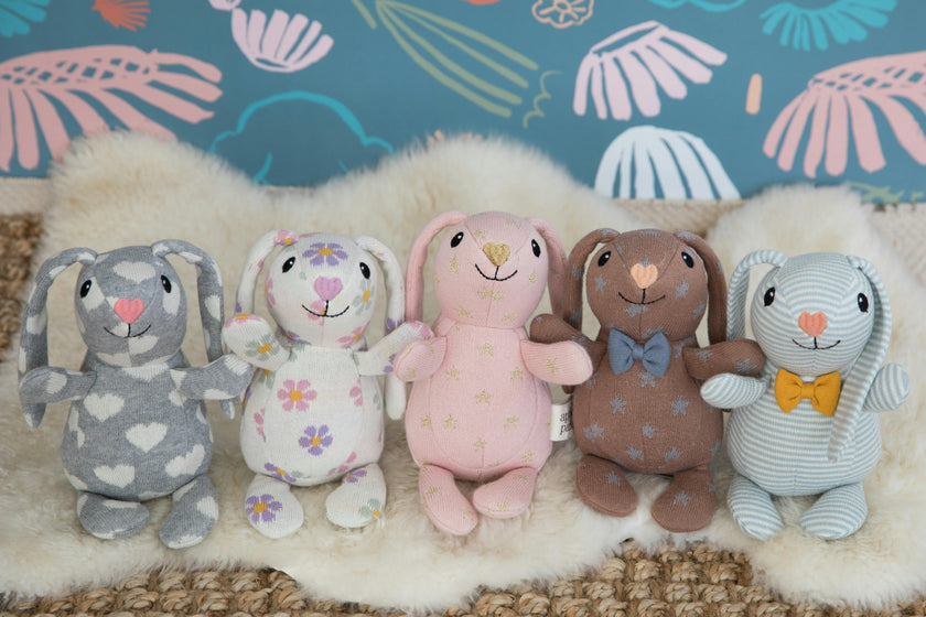 Knit Patterned Bunny Plush - Daisy