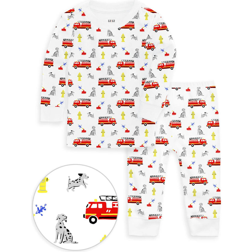 The Organic Long Sleeve Pajama Set [Fire Trucks]