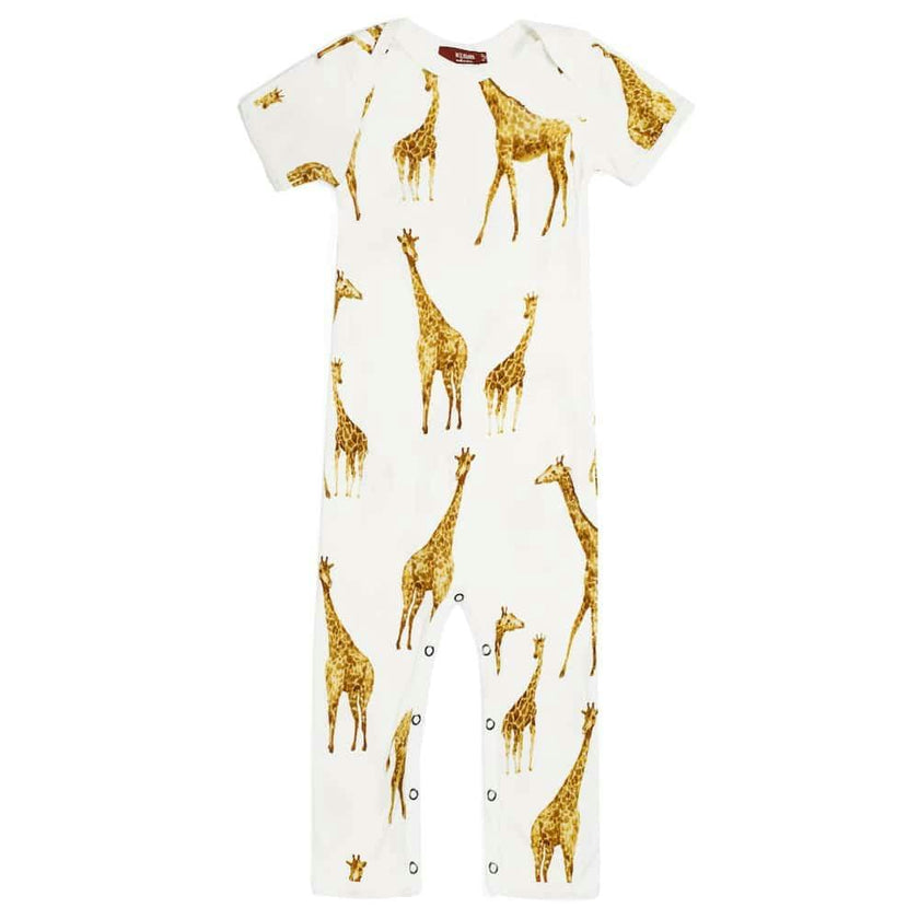 Orange Giraffe Bamboo Romper