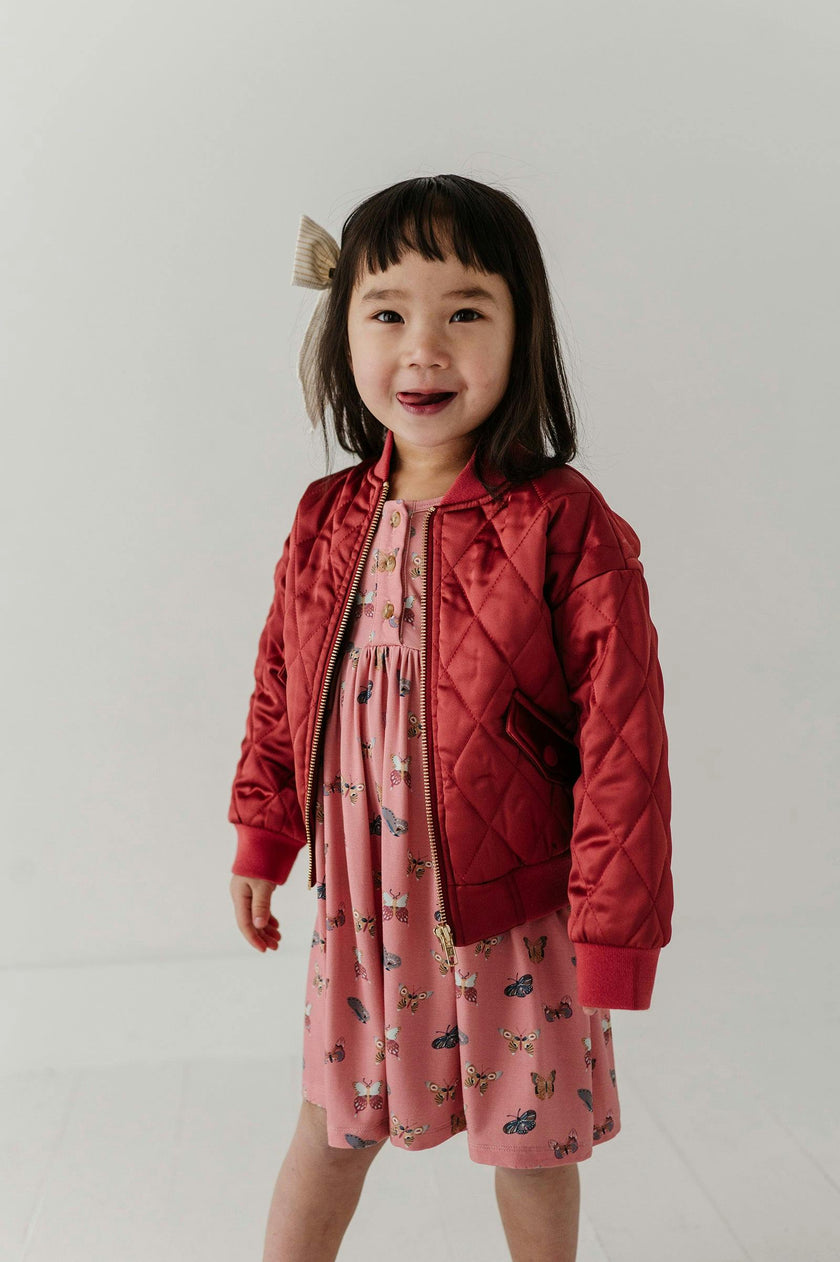 Girls Bomber Jacket in Dusty Cedar