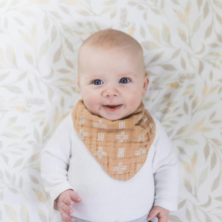 Willow Neutral Leaf Cotton Fitted Crib Sheet