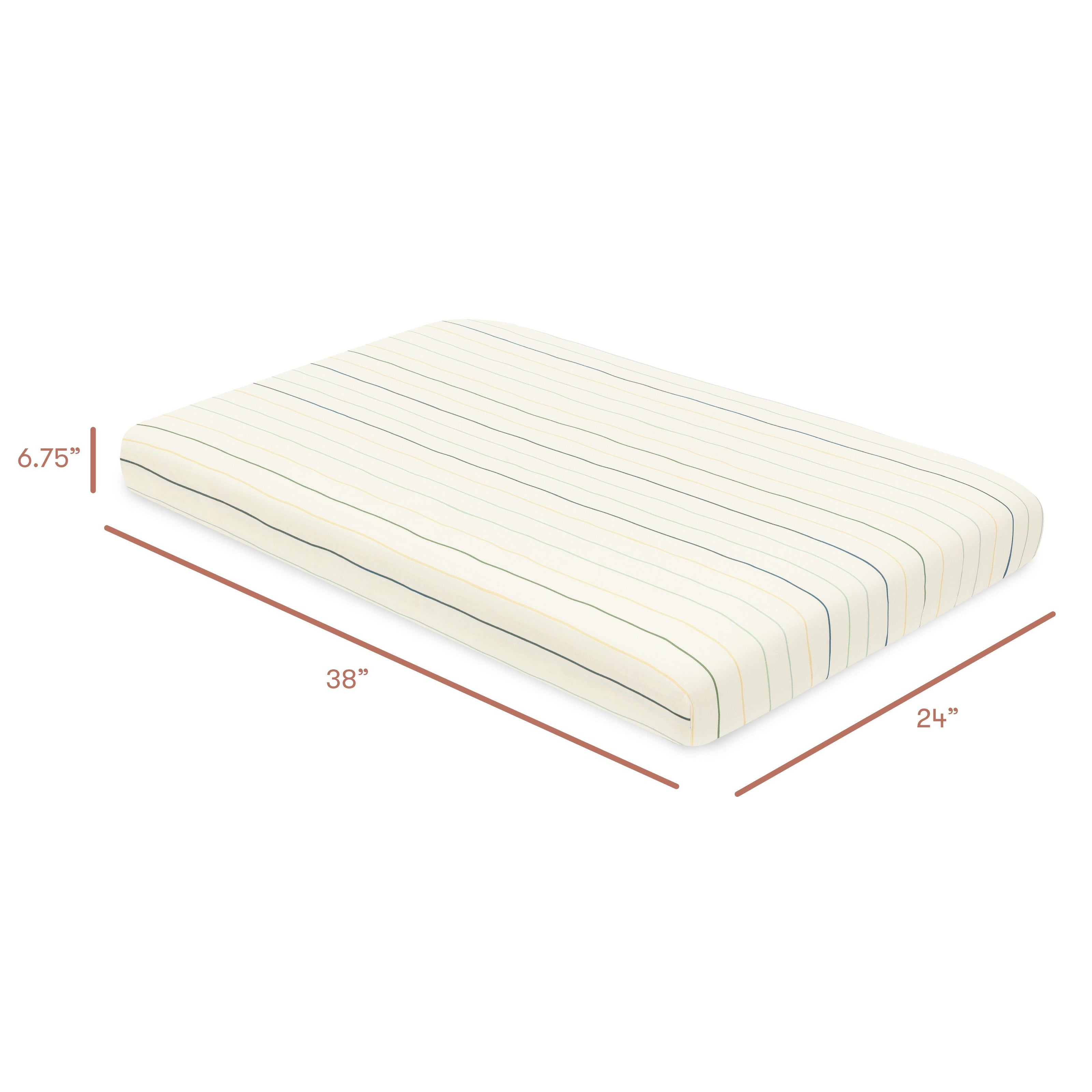 Mini Crib Sheet in GOTS Certified Organic Brushed Cotton in Ivory with Cool Multi-Color Stripes