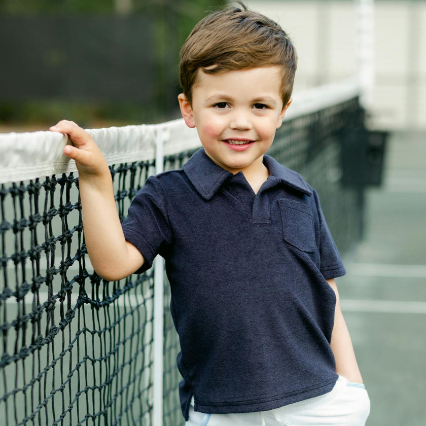 boys navy french terry polo