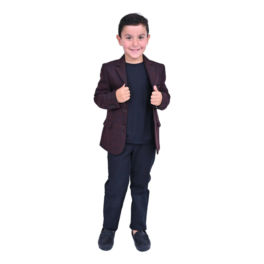 Red Bordeaux Peak Lapel Blazer