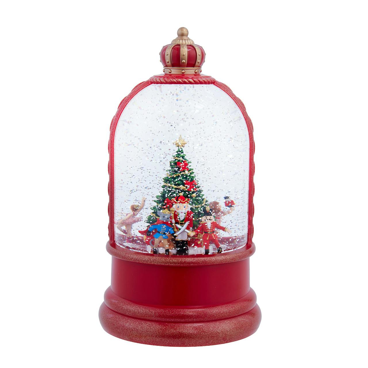 Kurt Adler 9-Inch Battery Operated LED Nutcracker Suite & Christmas Tree With Swirling Glitter Water Dome