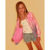 Bubble Gum Shimmer Sequin Bomber