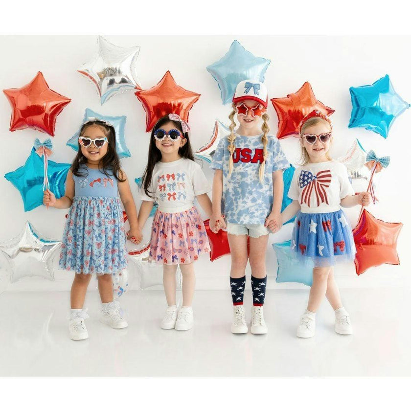 Red, White, & Cute Tulle Bow Headband