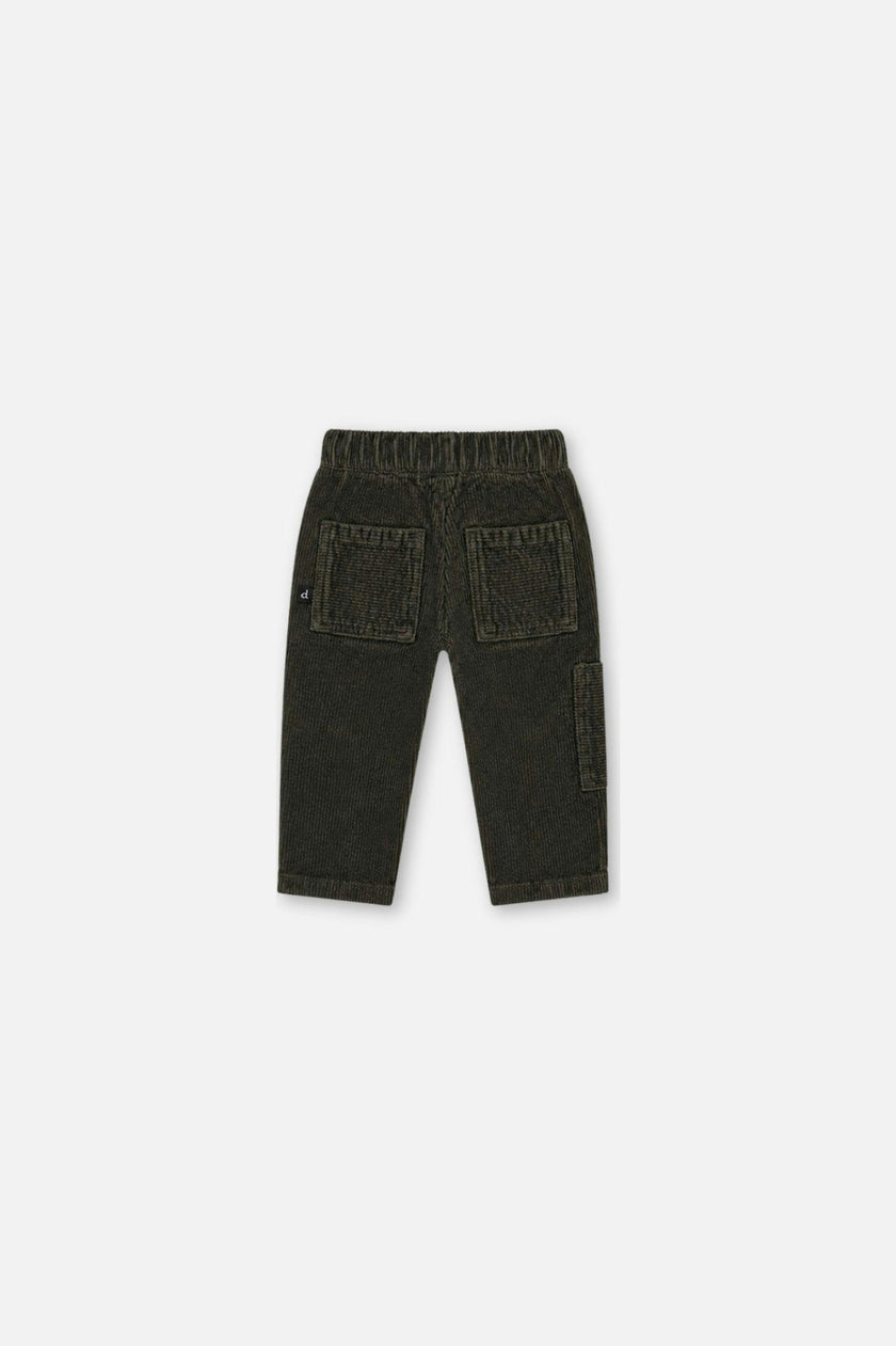 Baby Stretch Corduroy Pants with Cargo Pocket Dark Grey