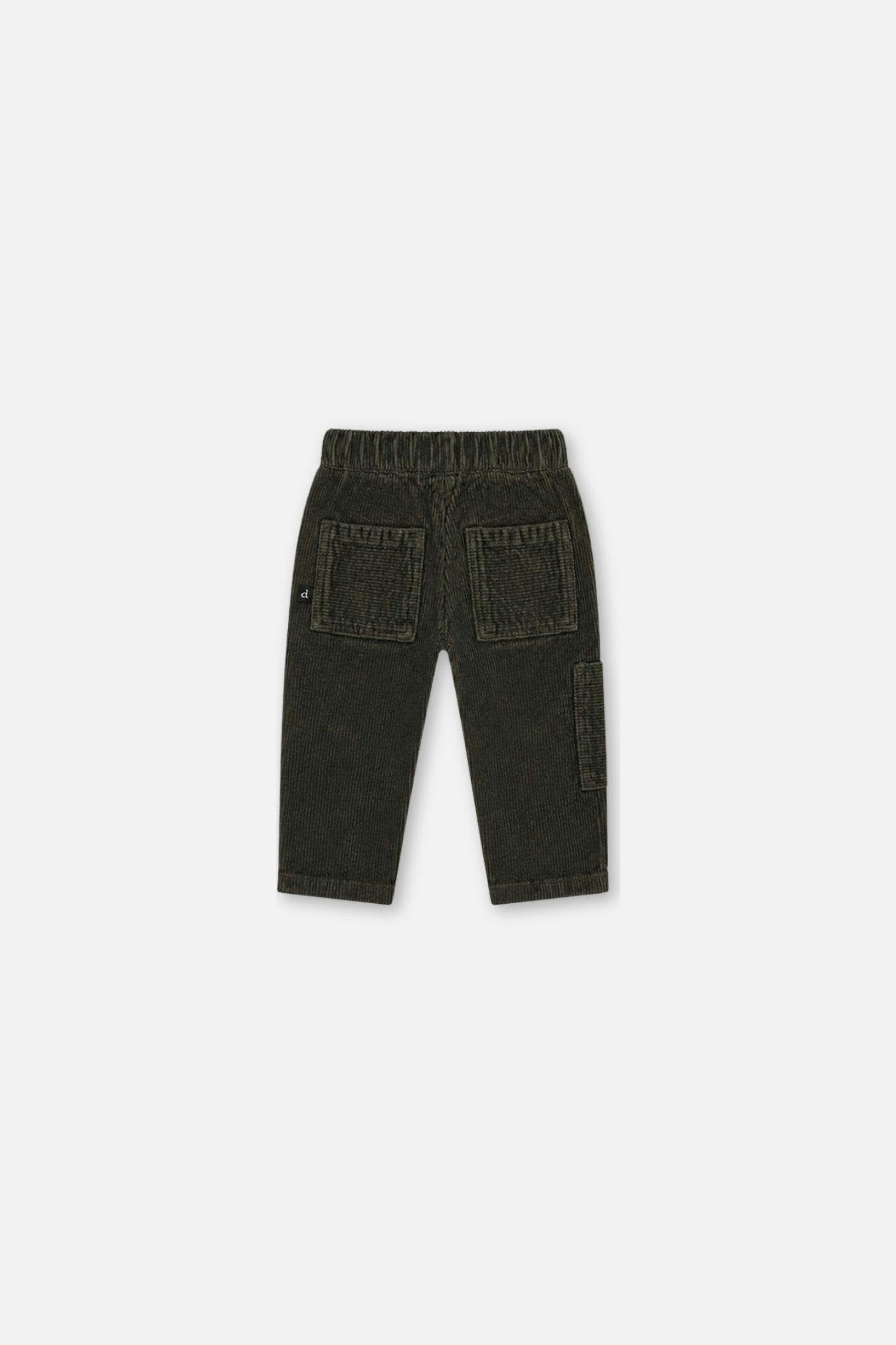 Baby Stretch Corduroy Pants with Cargo Pocket Dark Grey