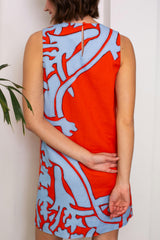 Evelyn Coral Vine Stripe Shell Mini Dress