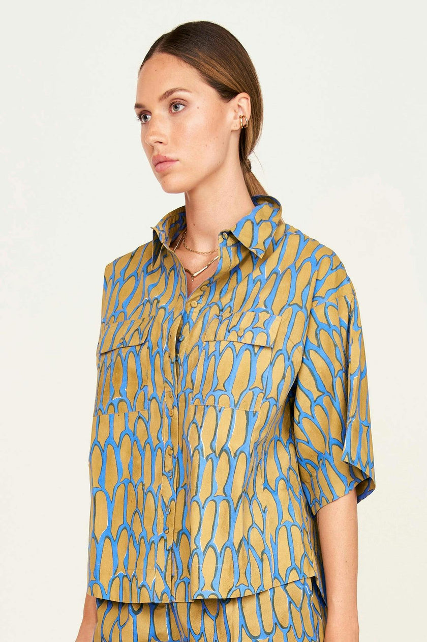 Kyoto Short Sleeved Shirt in Bluefish