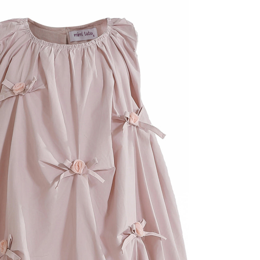 Pink Verona Bow Rosette Balloon Dress