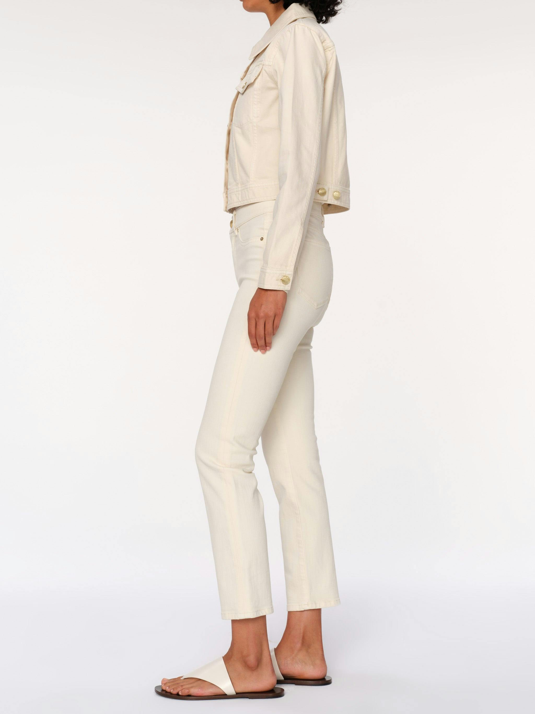 Mara Straight Mid Rise Instasculpt™ Ankle Jeans | Ecru
