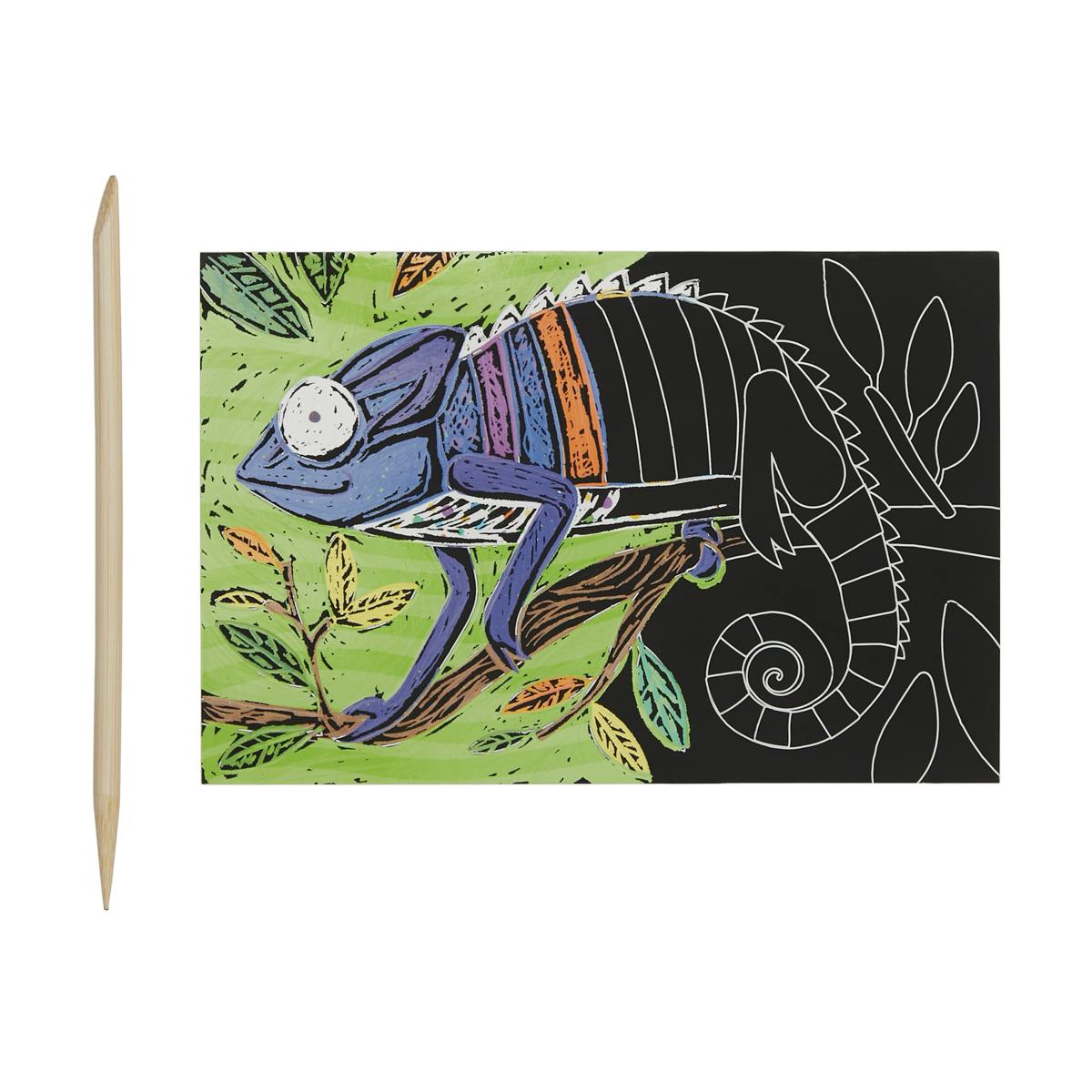 Scratch and Scribble Mini Scratch Art Kit - Jungle Fun - 6 Cards