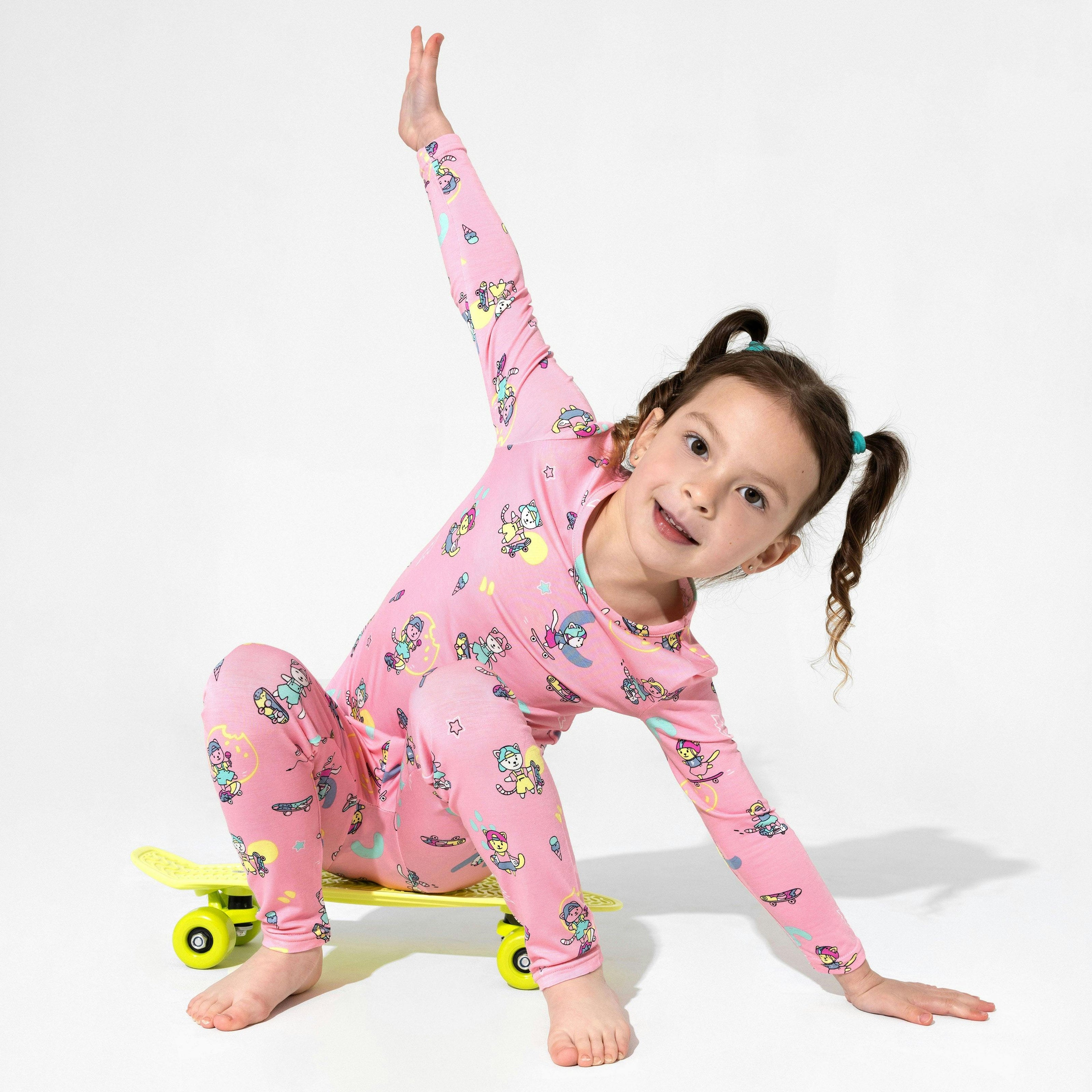 Skater Kitty Kids Bamboo Pajamas