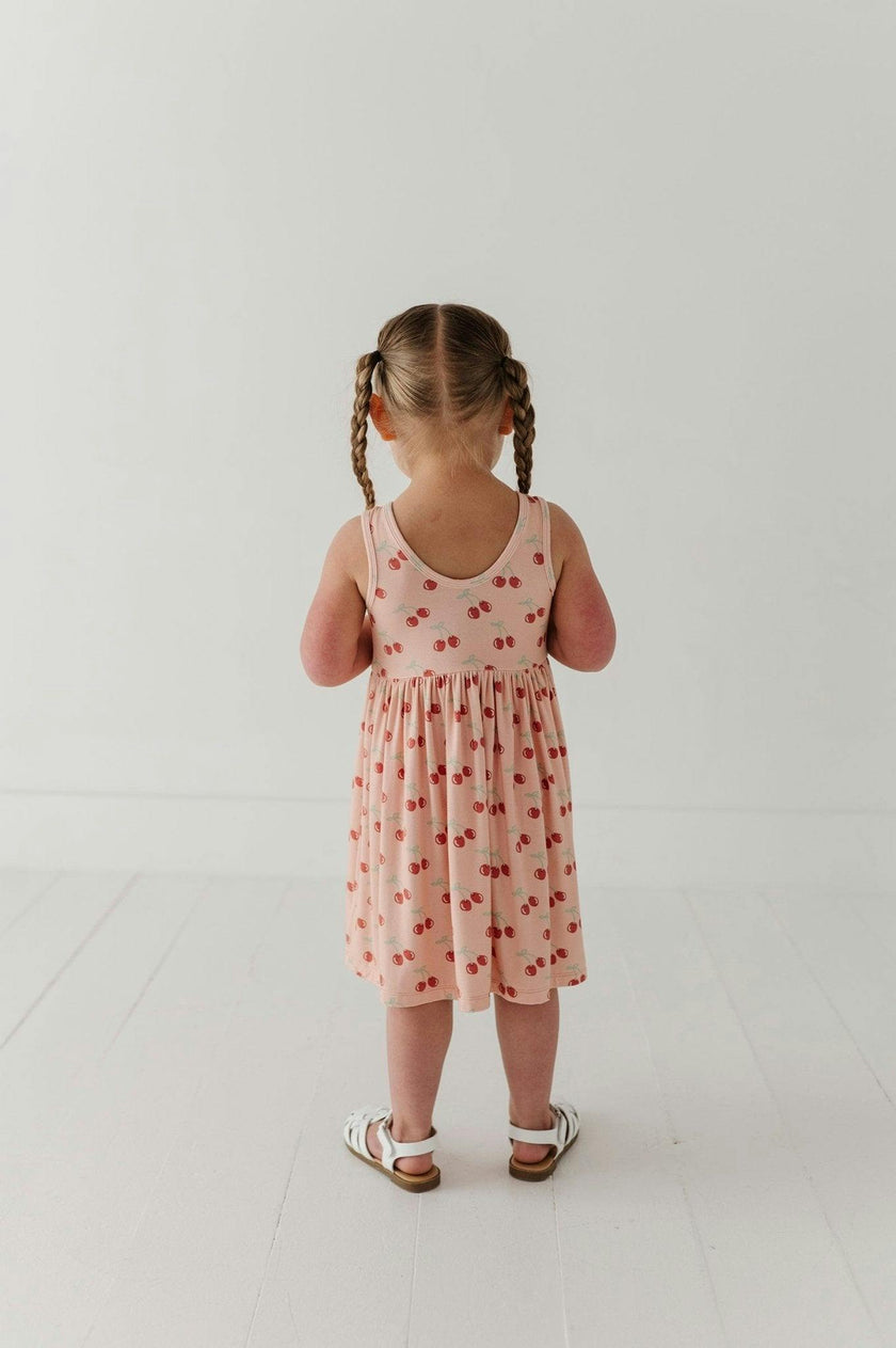 Girls Henley Tank Dress in Cherries