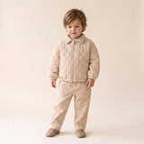 Organic Quilted Bomber Corduroy Jacket - Oat