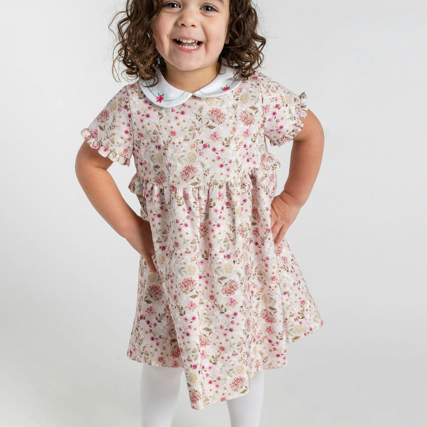 Floral Dress With Embroidered Collar