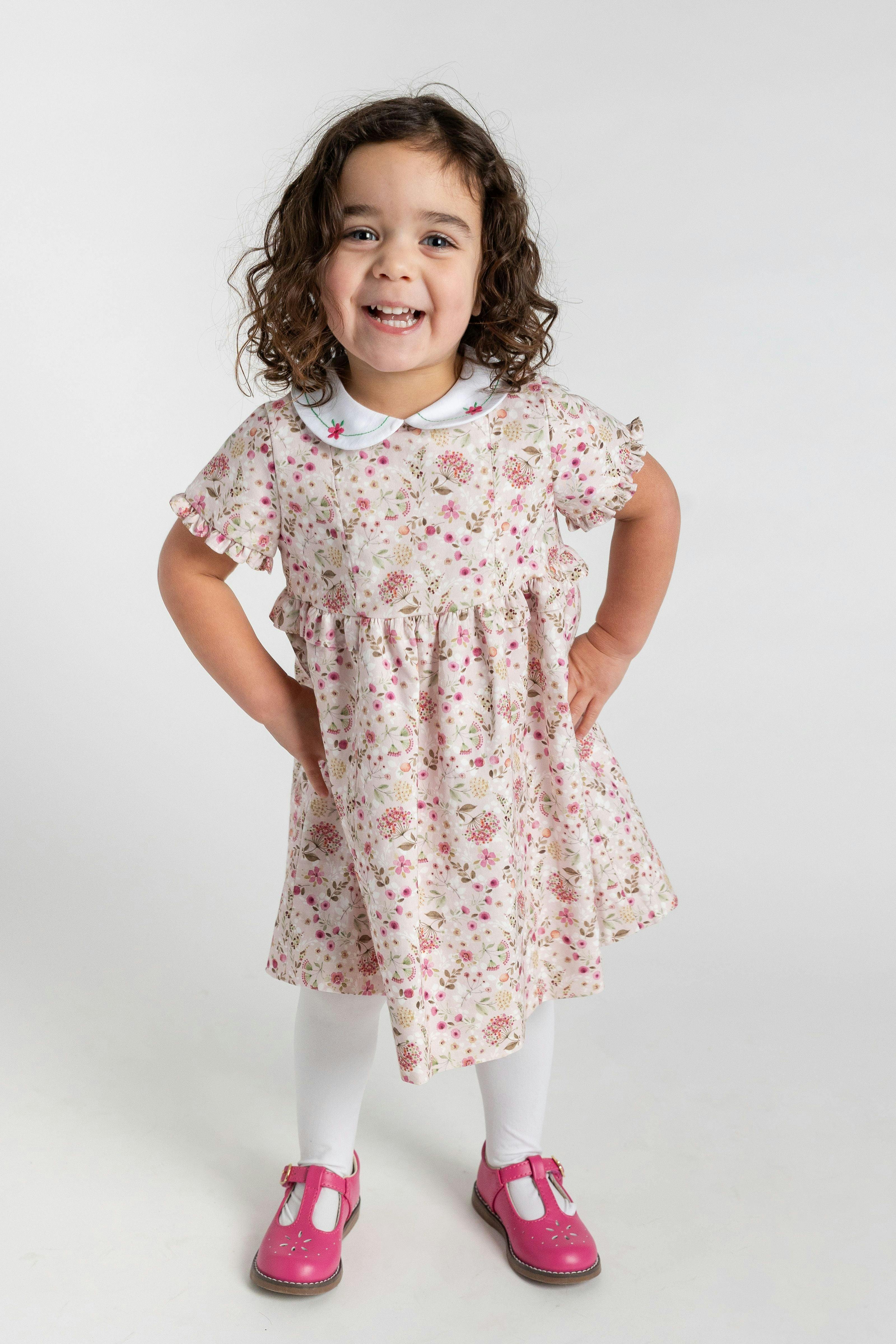 Floral Dress With Embroidered Collar
