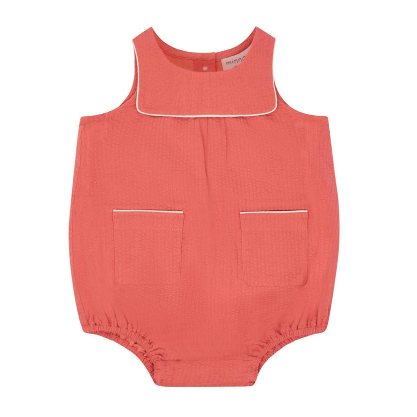 baby girls sailor red seersucker bubble romper