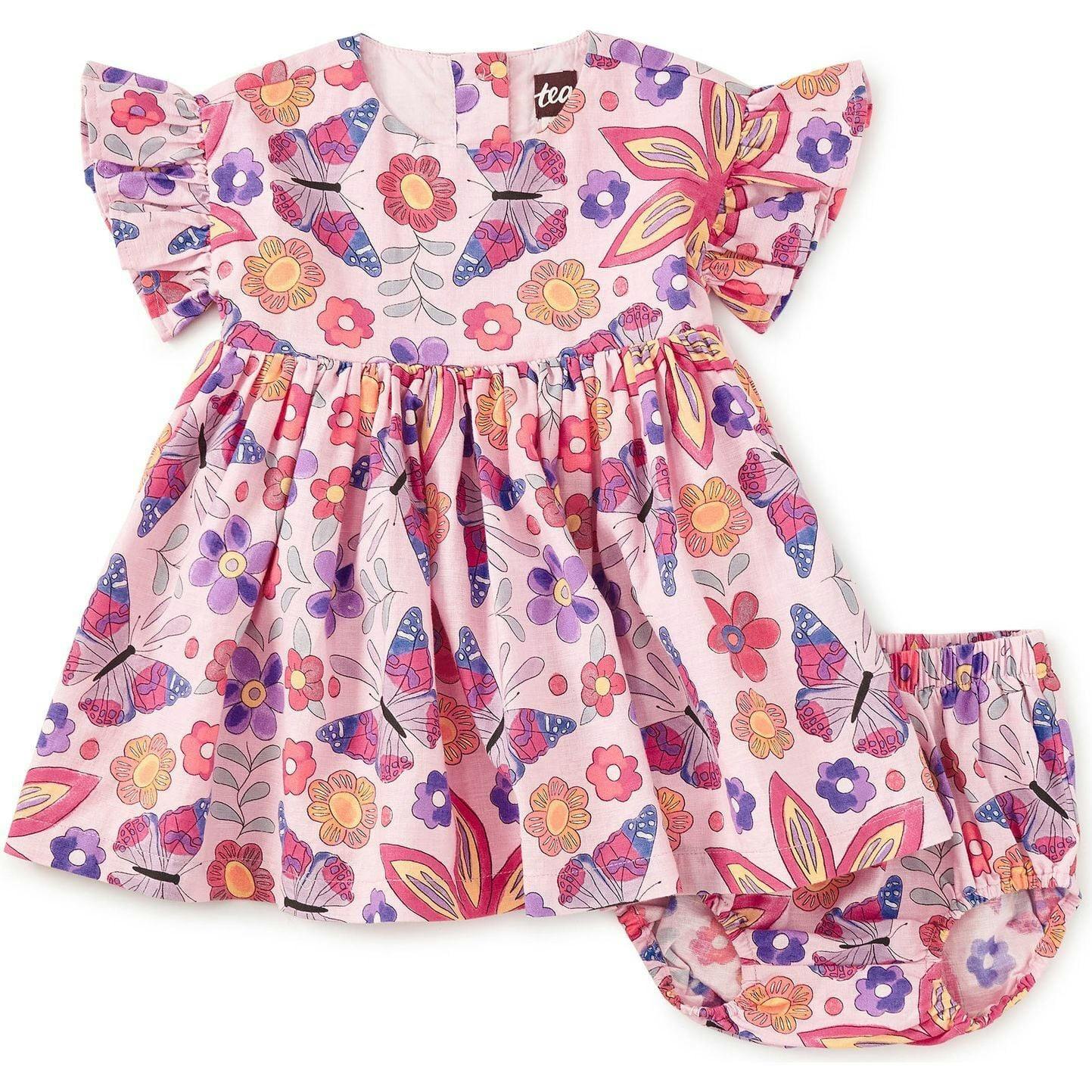 Ruffle Sleeve Baby Dress Set, Pink