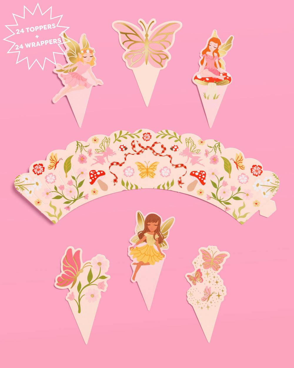 Garden Fairy Toppers - 24 sets of liners + toppers