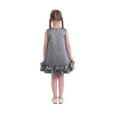 Gray Clarette Satin Ruffle-Hem Dress