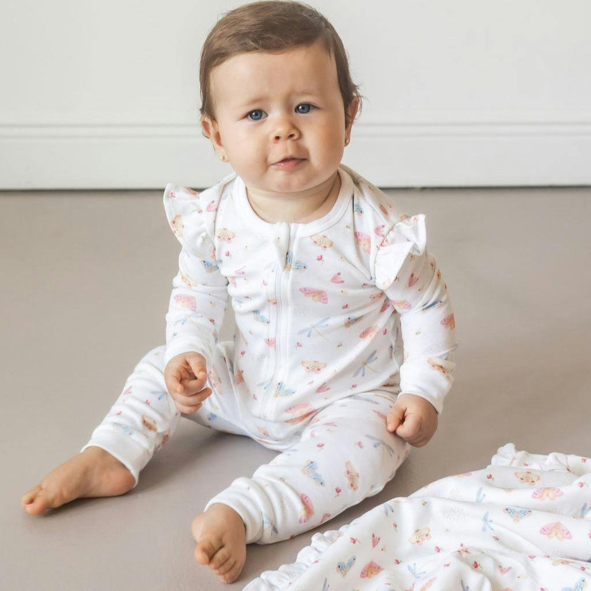 Butterflies Pima Cotton Baby One-Piece Pajamas