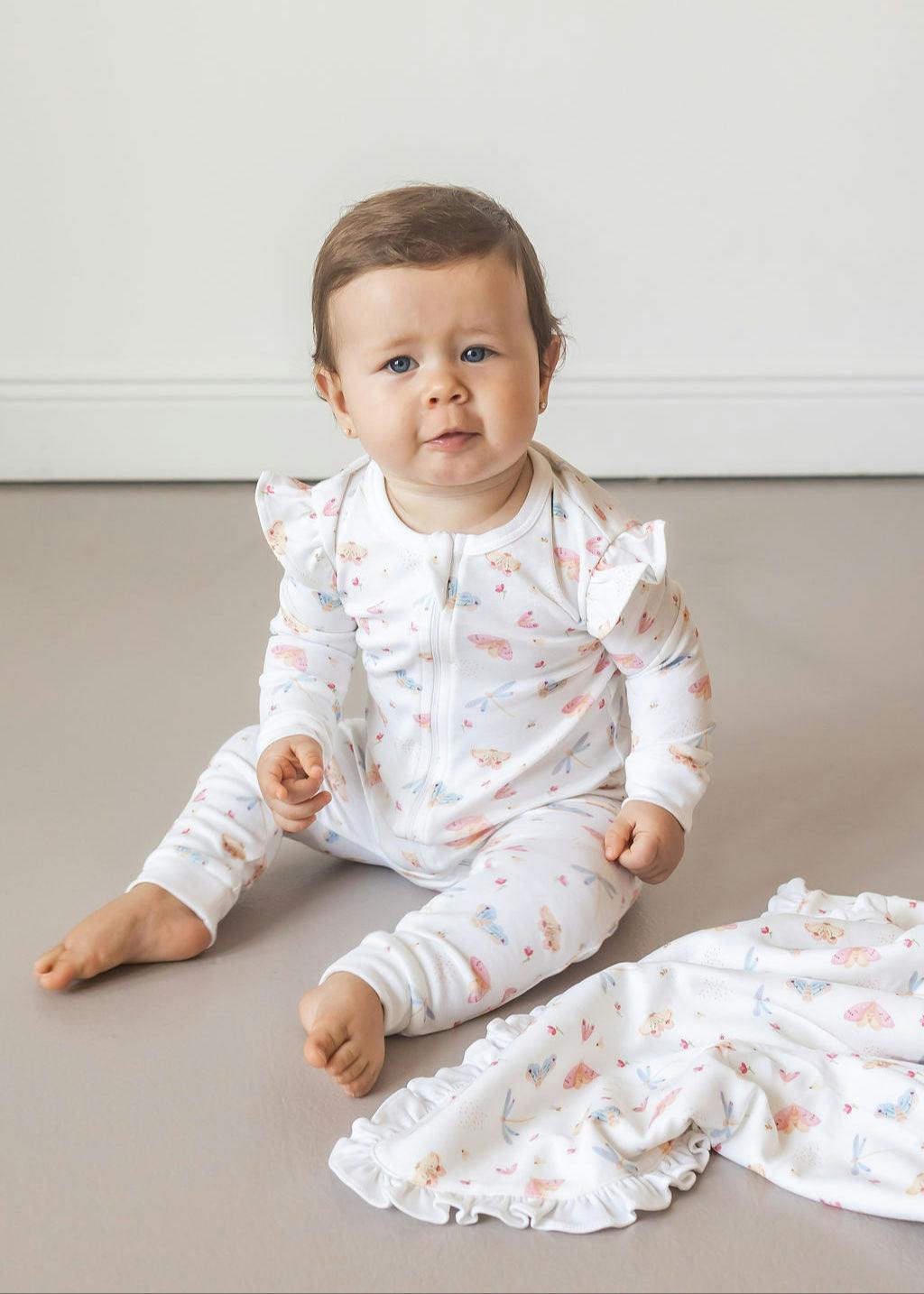 Butterflies Pima Cotton Baby One-Piece Pajamas