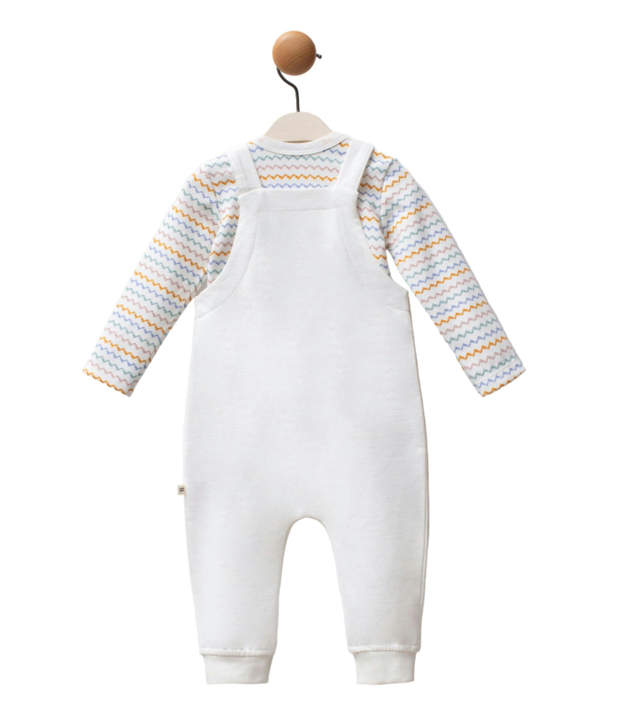 Multicolor Zigzag Overalls Set