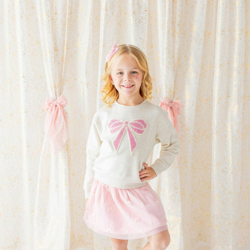 Pretty Pearl Tulle Bow Headband