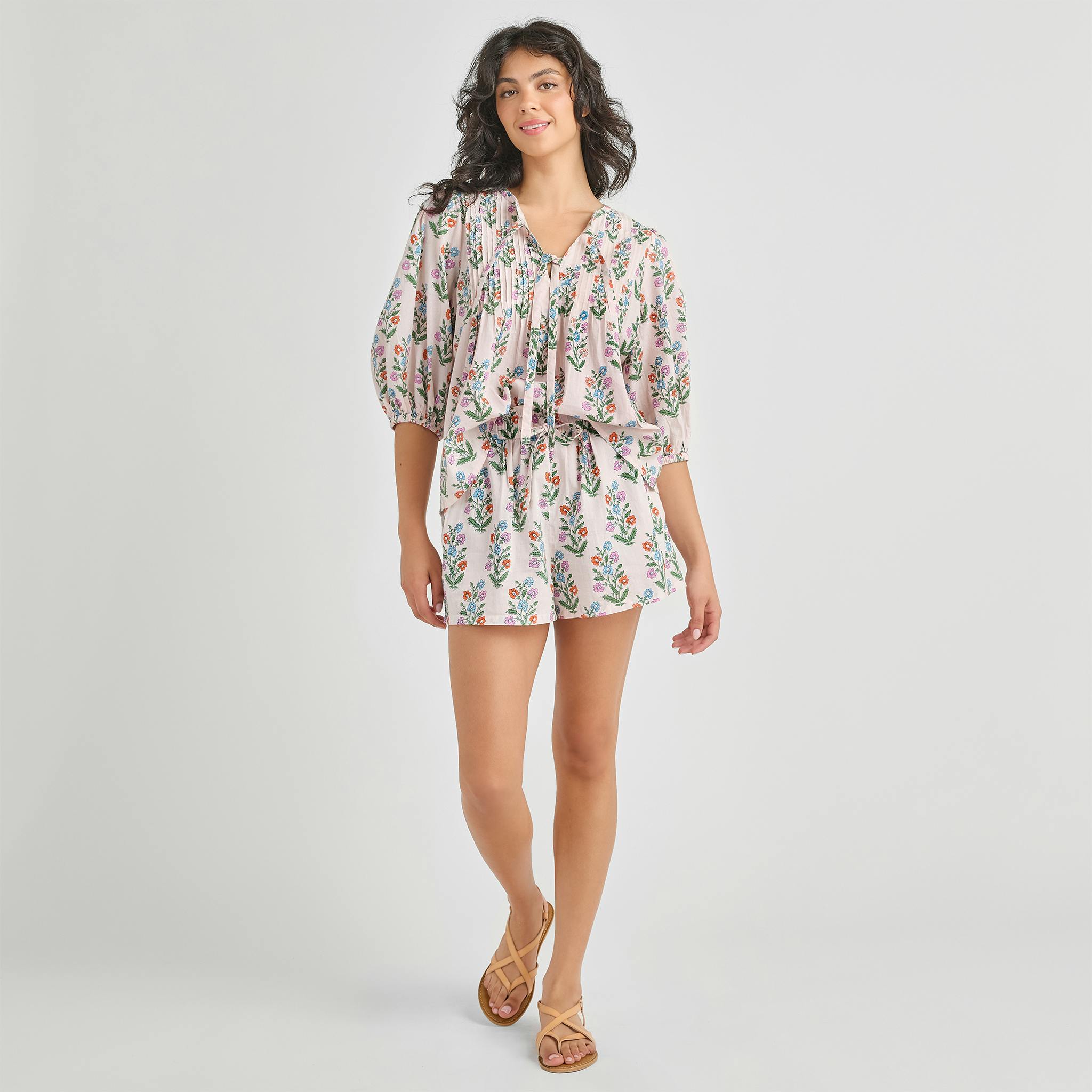 Womens Theodore Short - Pink Dewdrop Block Print
