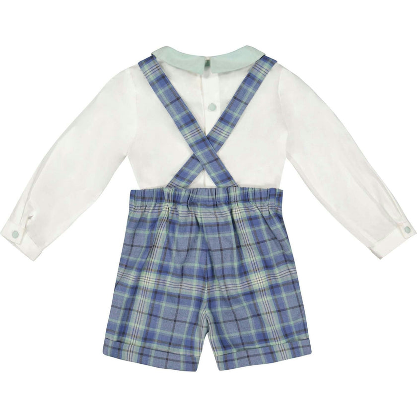 George Blue Tartan Overalls and Shirt