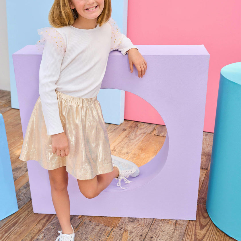 Metallic Elastic Waist Pull-On Circle Skirt