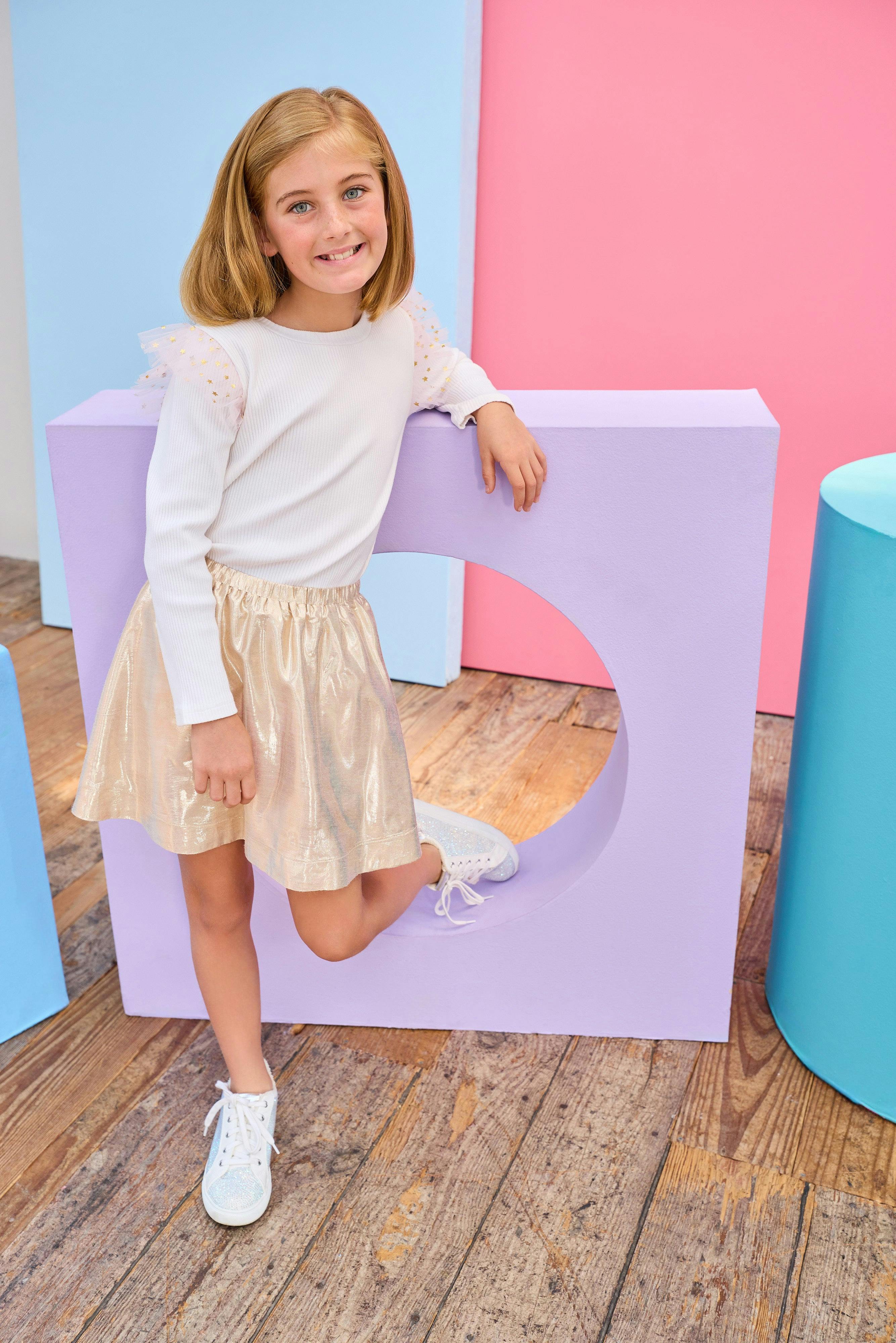 Metallic Elastic Waist Pull-On Circle Skirt