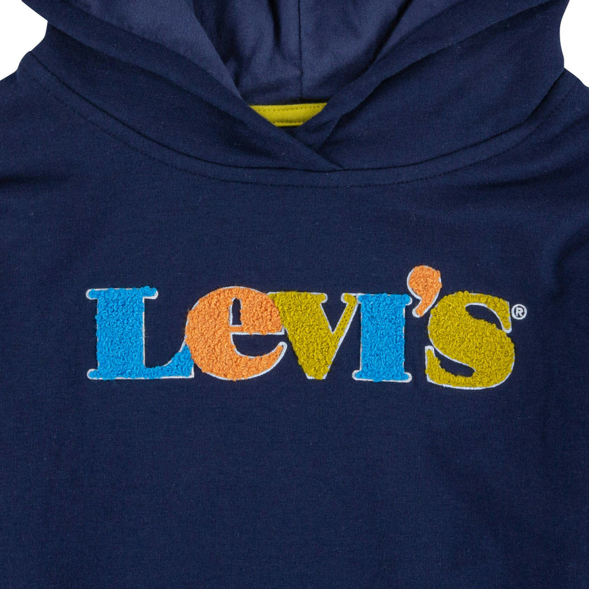 Navy Logo Print Hoodie